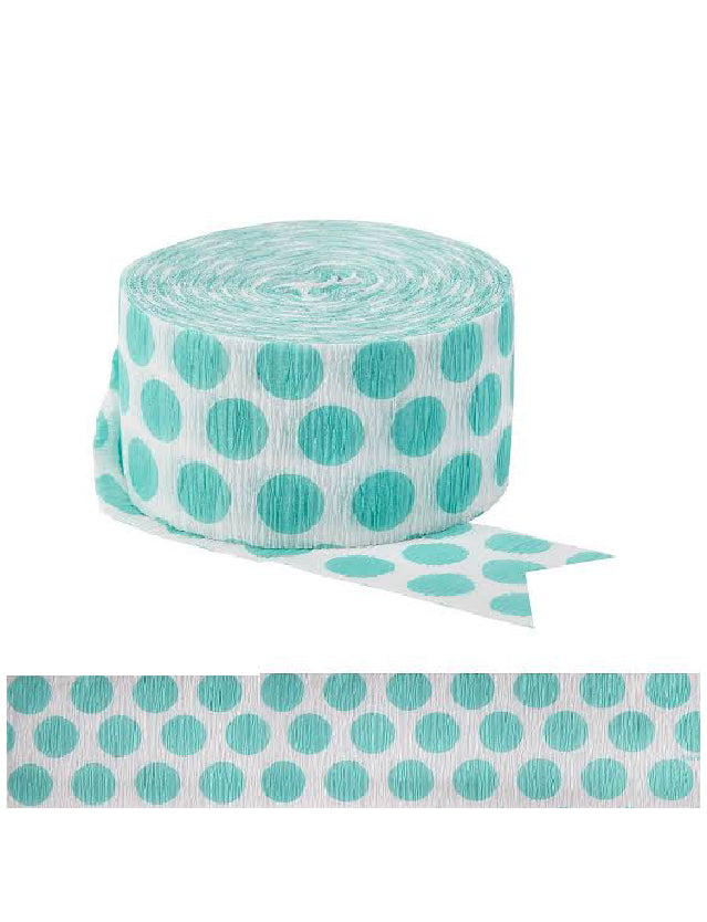 Teal Polka Dot Paper Streamer – 81feet by 1.7″