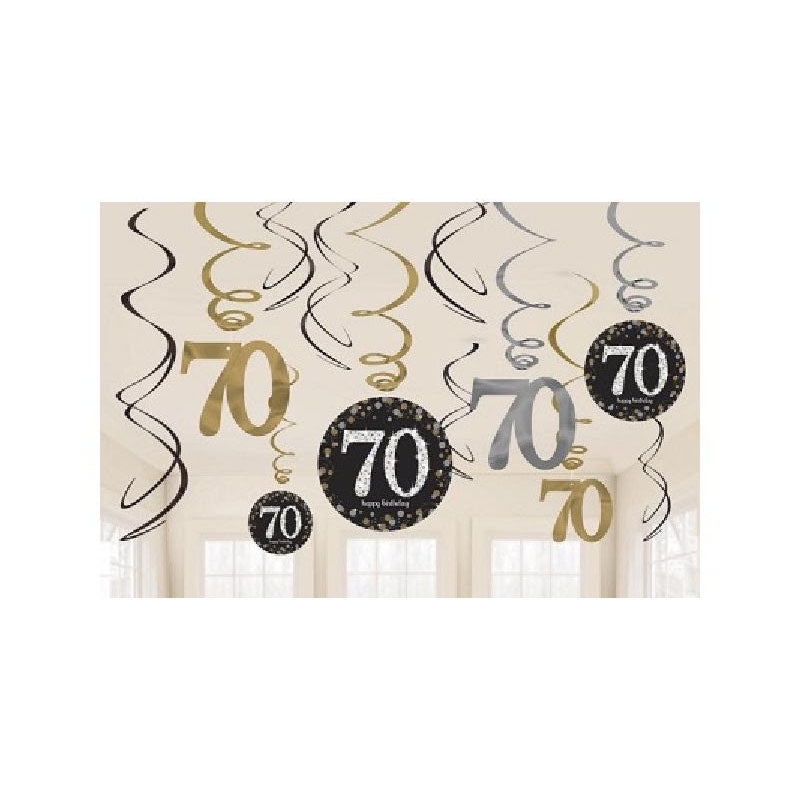 70th Birthday Swirls -12pcs