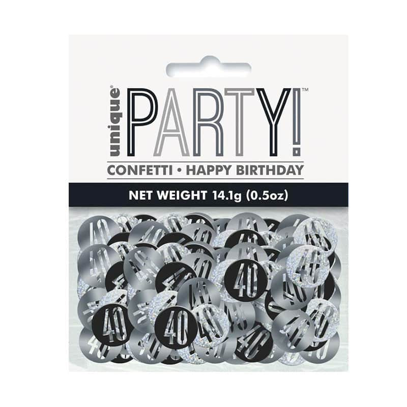 40th Birthday Black & Silver Confetti – 14.1g