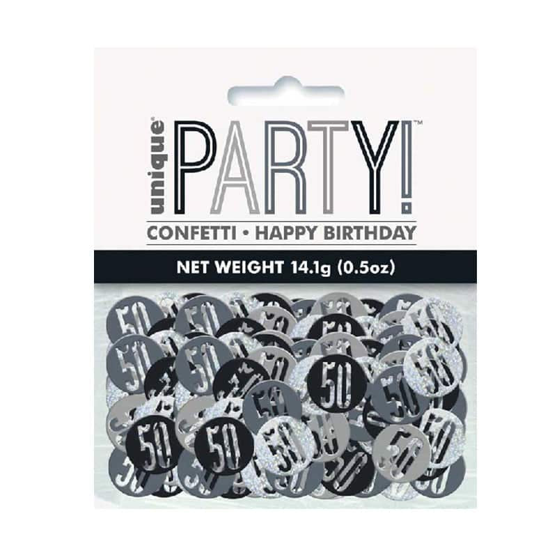 50th Birthday Black & Silver Confetti – 14.1g