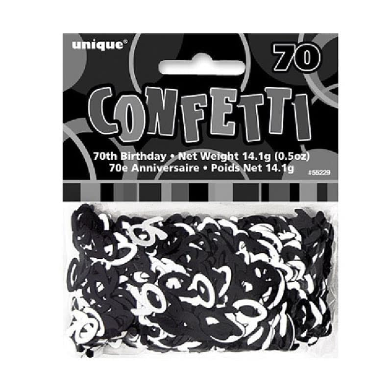 70th Birthday Black & Silver Confetti – 14.1g