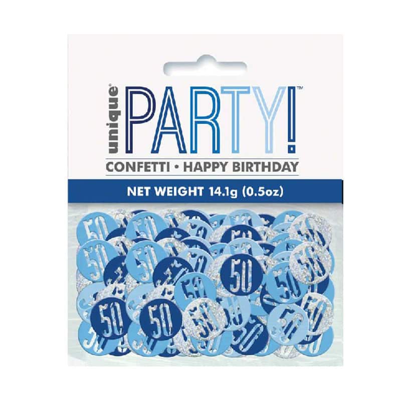 50th Birthday Blue & Silver Confetti – 14.1g