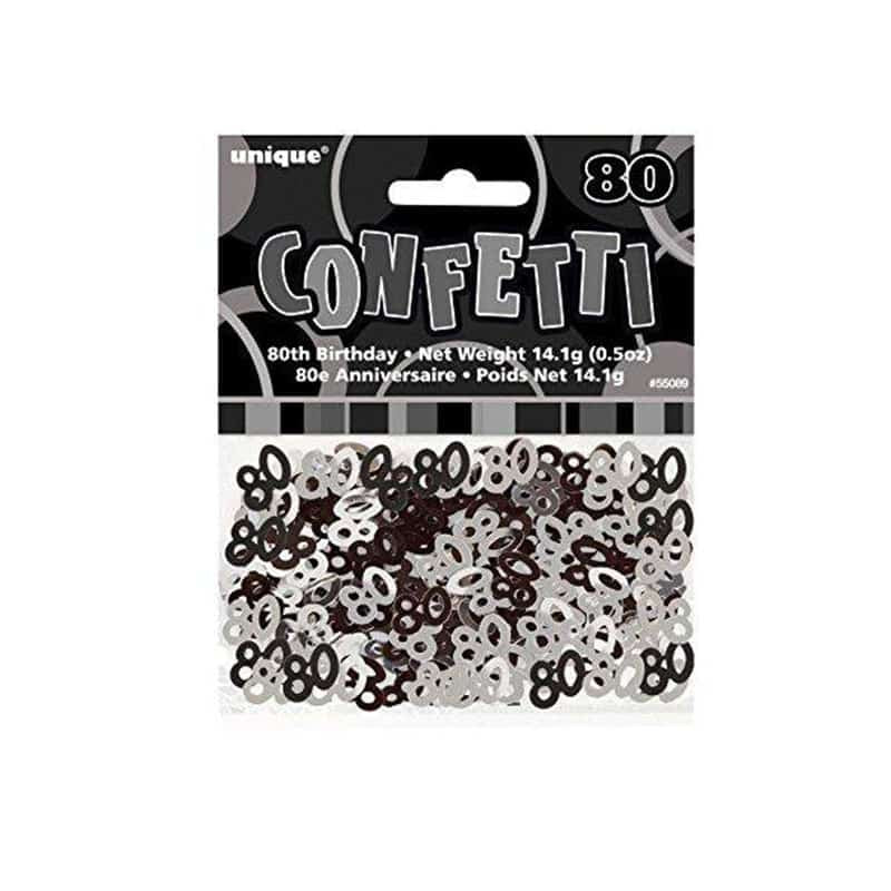80th Birthday Black & Silver Confetti – 14.1g