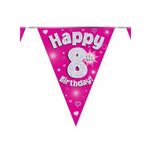8th Birthday Flag Pink Banner -12.8ft
