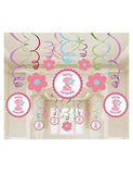 Sweet 1st Birthday Girl Swirl Decoration-12pcs