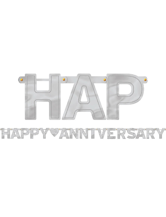 Happy Anniversary Silver Banner-Length 7.8ft