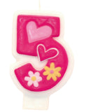 Pink Flower Number 5 Candle
