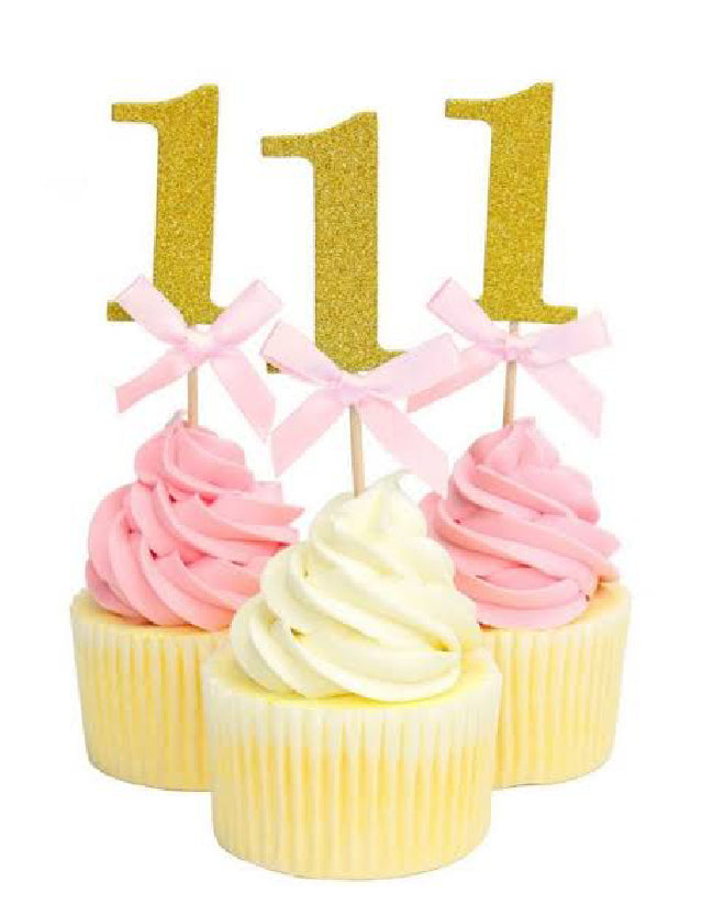 1st Birthday Girl Glitter Cupcake pics-6pcs