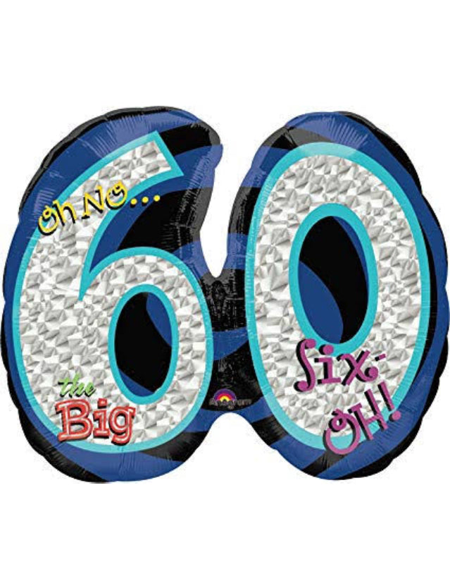 60th Birthday Sparkle Foil Balloon Supersize- 21″ by 26″