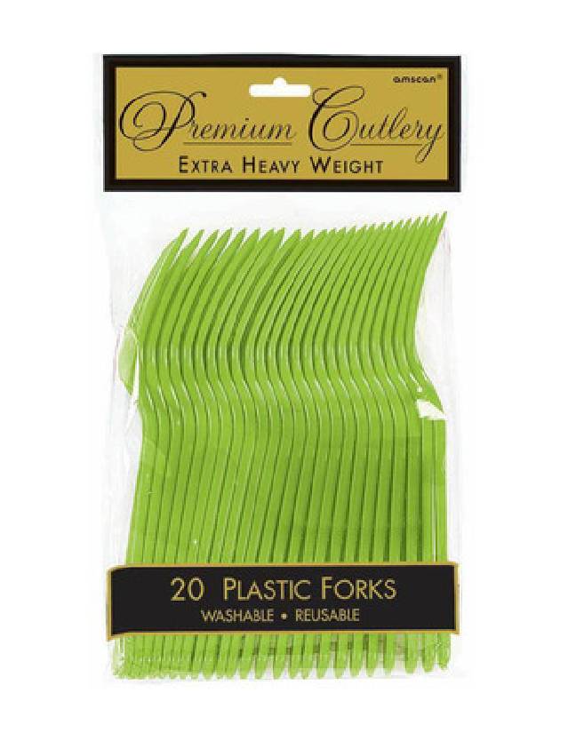 Green Heavy weight plastic Forks -20pcs