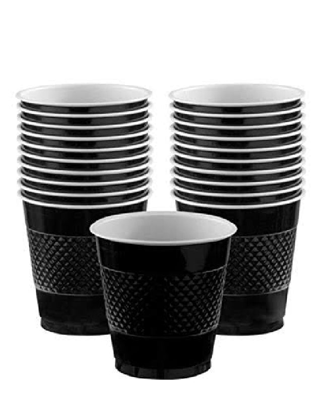 Black Heavy Weight Plastic Cups -20pcs