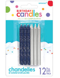 Black & Silver Glitter Candle -12pcs Size- 3.25″