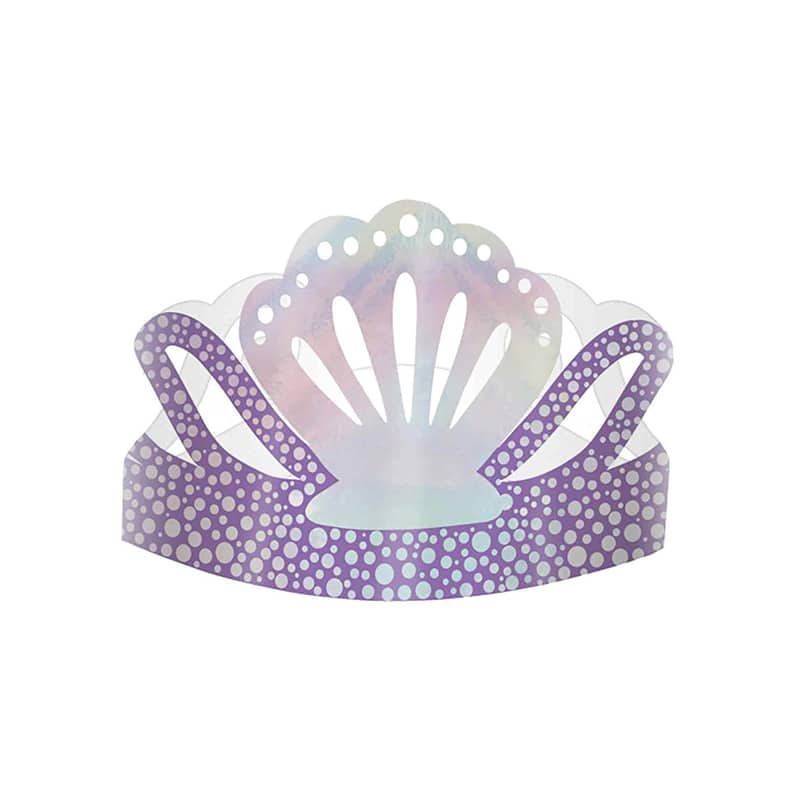 Shimmering Mermaid Foil Paper Crowns, 8pcs