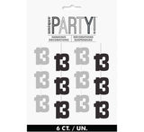 13th Birthday Glitzy Black & Silver Hanging String Decorations