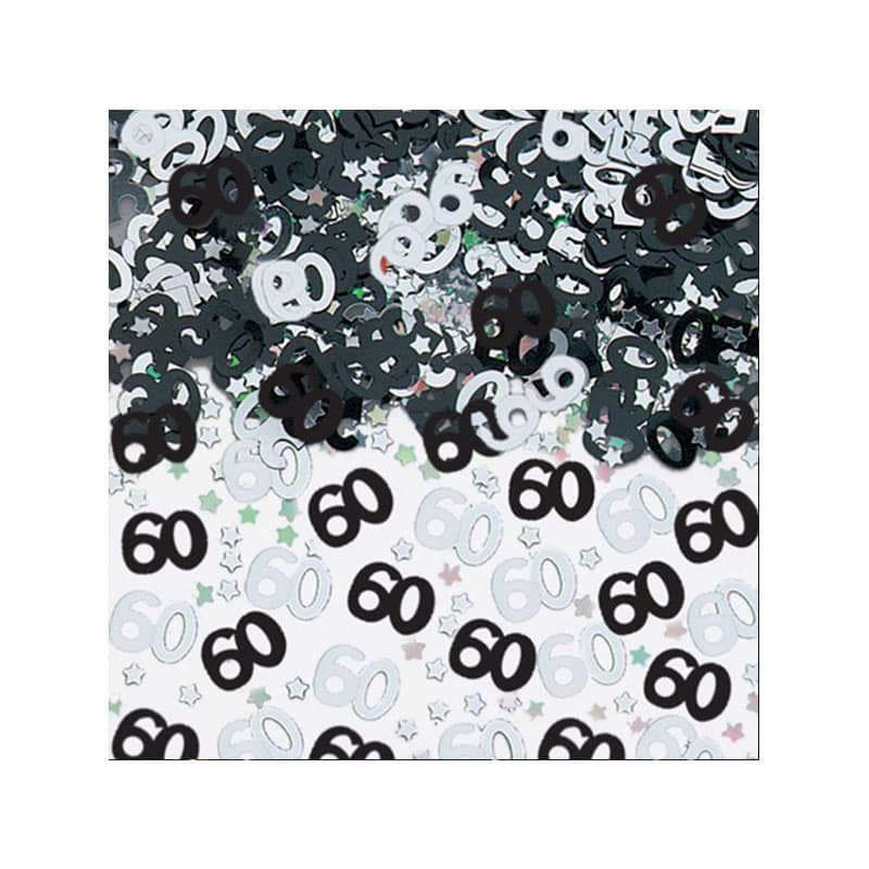 60th Birthday Black & Silver confetti – 14g