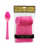 Pink Heavy Weight Plastic Spoons-20pcs