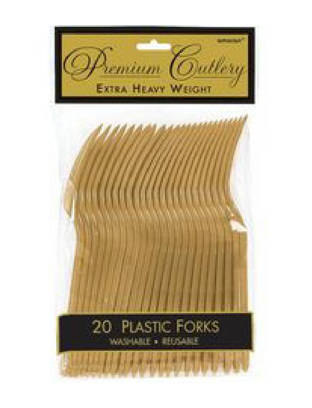 Gold Heavy Weight Plastic Forks -20pcs