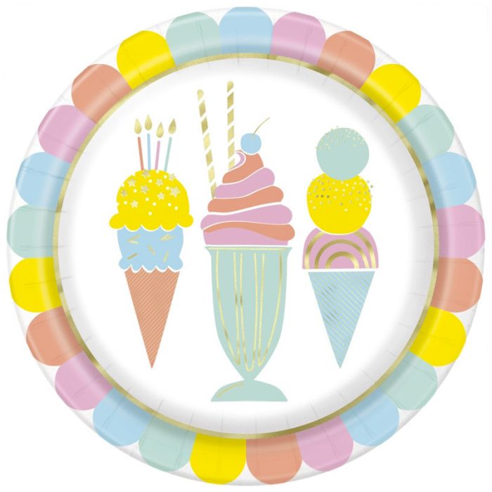 Ice Cream Pastel 9″ Plates -8pcs