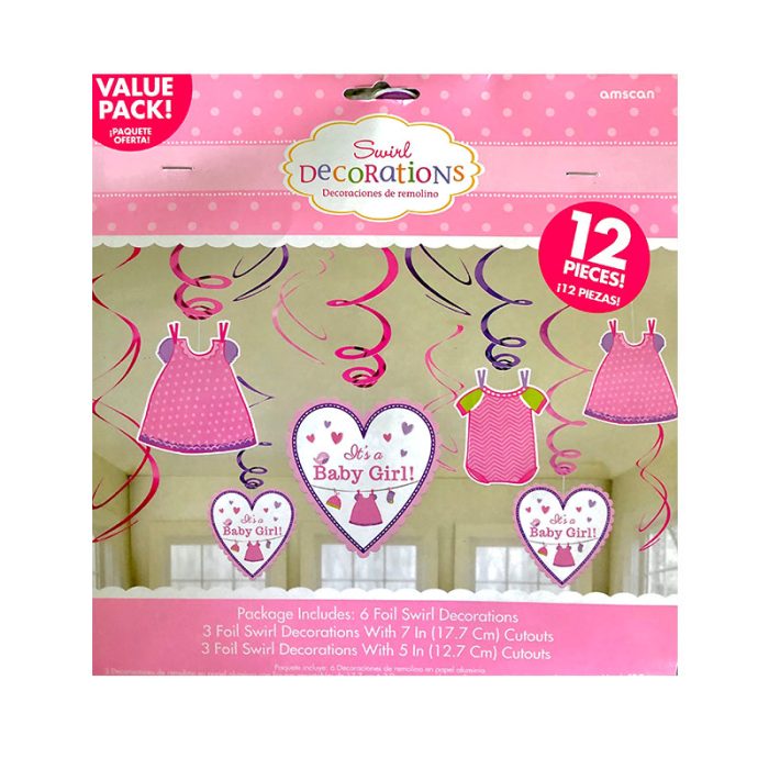 Shower with Love Swirl Decorations- 12pcs