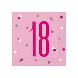 18th Birthday Pink Lunch Napkins -16pcs