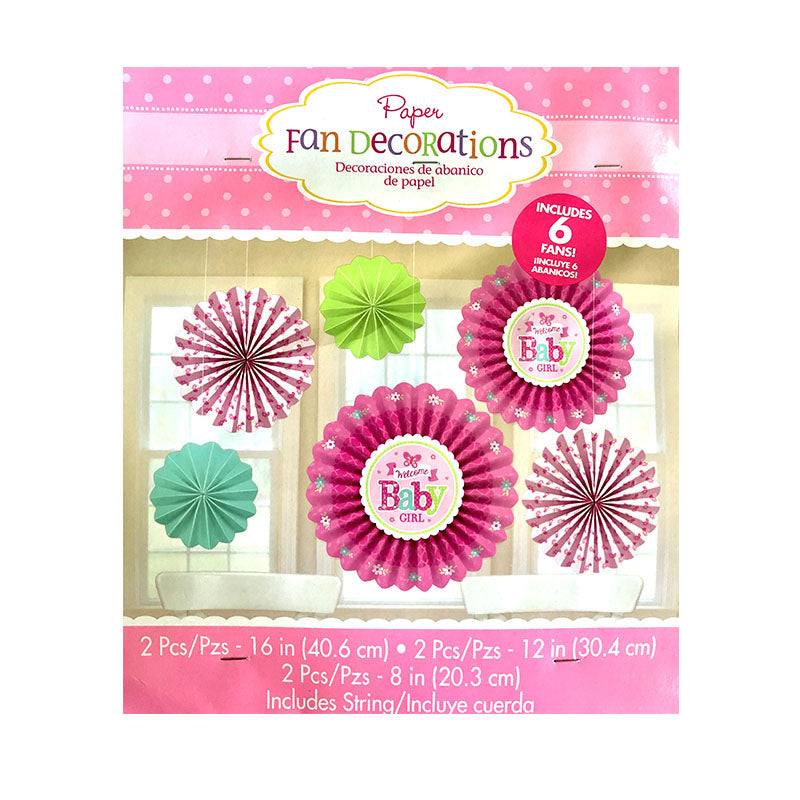 Welcome Baby Girl Paper Fan Decorating Kit