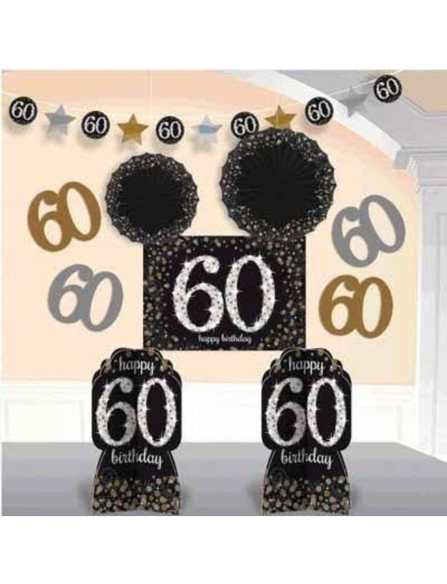60th Birthday Sparkle Room Decorating Kit -10pcs