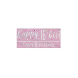 Pink ‘Happy 16th Birthday’ Foil Banner – 2.75cm
