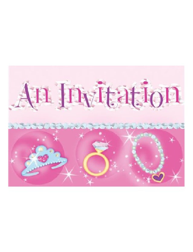 Birthday Princess Invitations with envelopes -8pcs