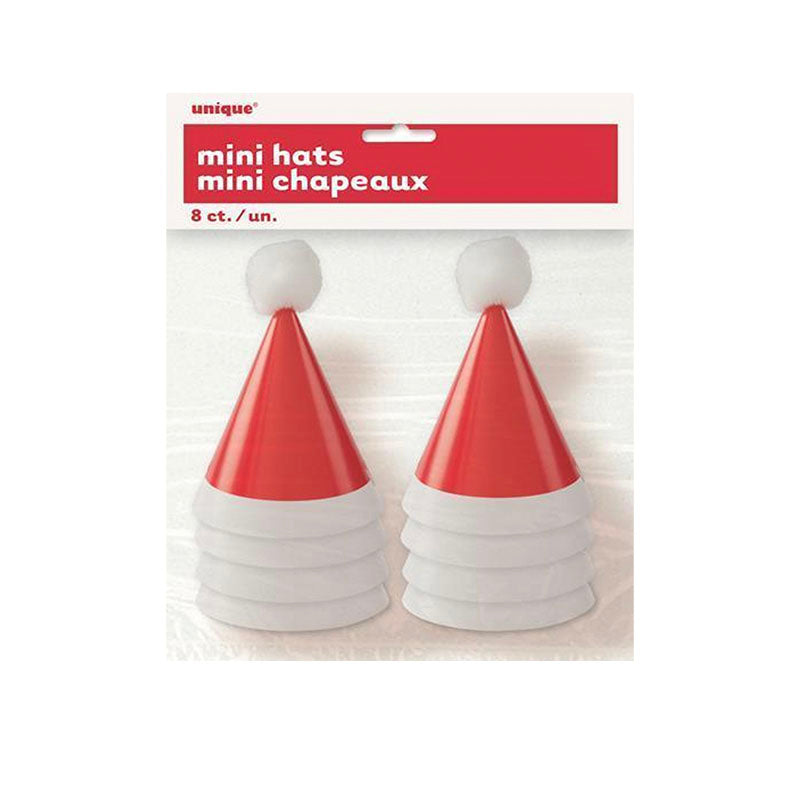 Mini Pom Pom Paper Hats -8pcs