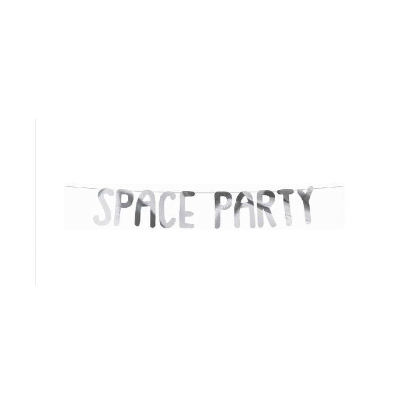 Silver Space Party Banner – 38″