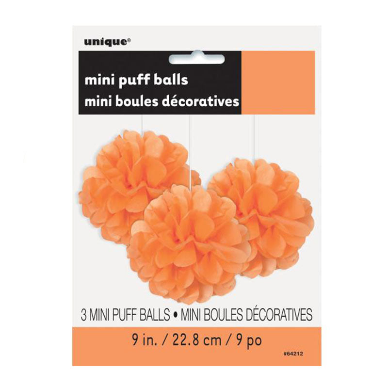 Orange Mini Fluffy Flowers -3pcs