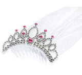 Silver and Pink Hen Party Bride To Be Tiara with a White Veil