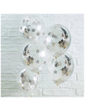 Silver Star Confetti Balloons-5pcs