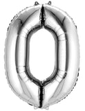 Number 0 Silver Foil Balloon-Size- 34″