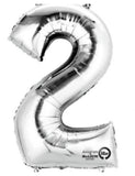 Number 2 Silver Foil Balloon-Size- 33″