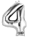 Number 4 Silver Foil Balloon-Size- 35″