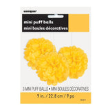 Yellow Mini Fluffy Flowers -3pcs