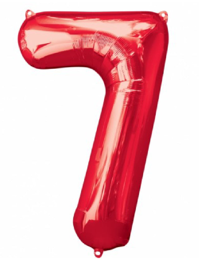 Number 7 Red Foil Balloon-Size- 34″