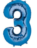 Number 3 Blue Foil Balloon-Size- 34″