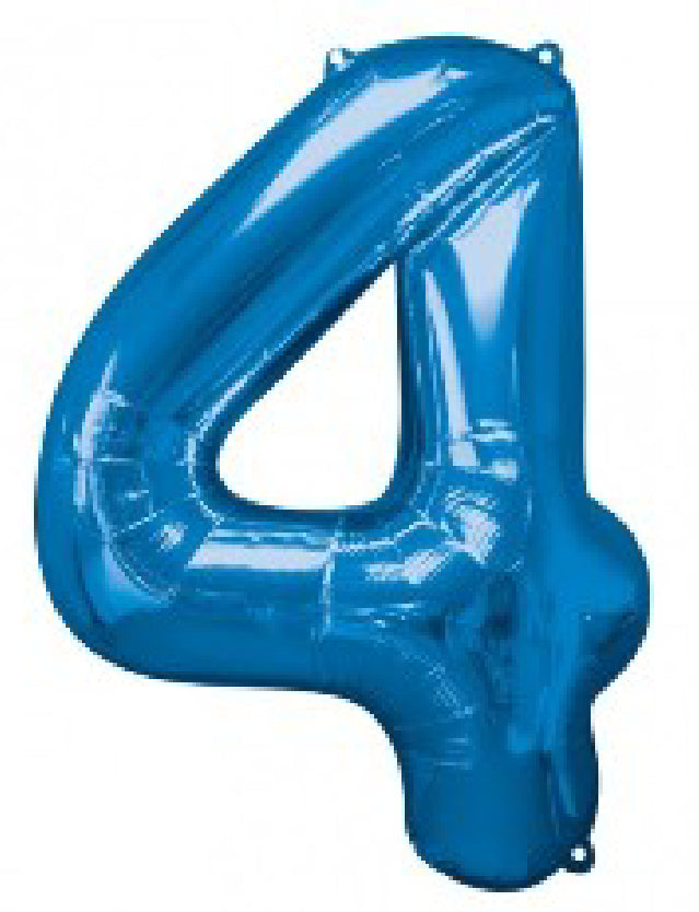 Number 4 Blue Foil Balloon-Size-35″