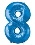 Number 8 Blue Foil Balloon-Size- 34″
