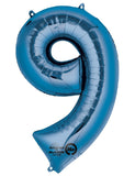 Number 9 Blue Foil Balloon-Size- 34″