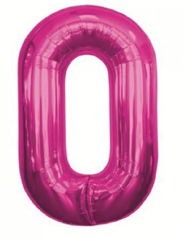 Number 0 Pink Foil Balloon-Size- 34″