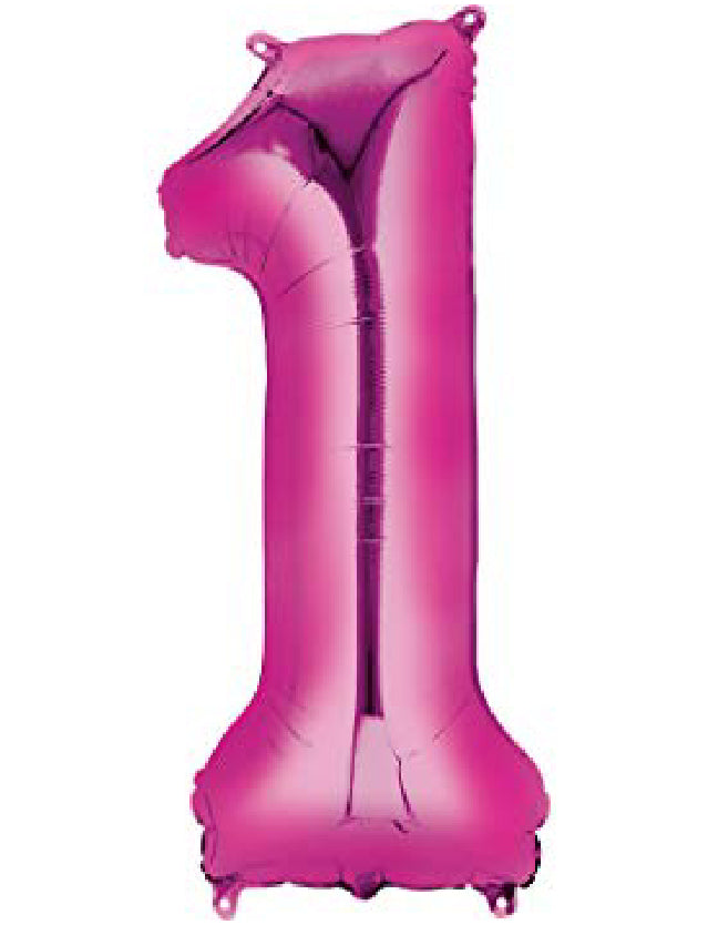 Number 1 Pink Foil Balloon-Size- 34″