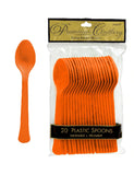Orange Heavy Weight Plastic Spoons-20pcs