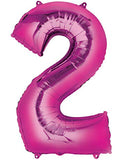Number 2 Pink Foil Balloon-Size- 33″