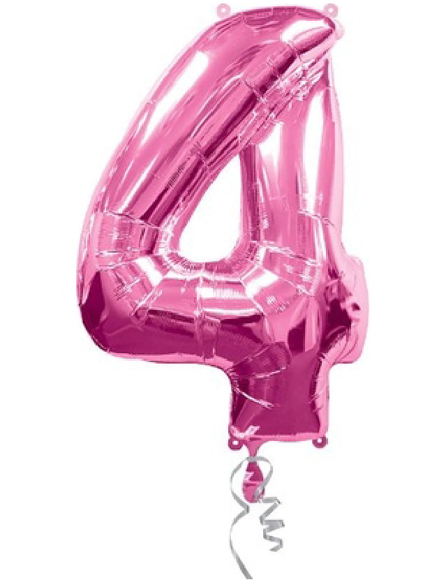 Number 4 Pink Foil Balloon-Size- 35″
