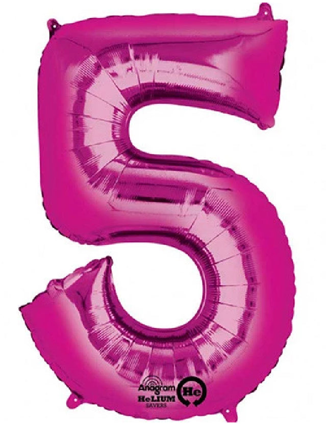 Number 5 Pink Foil Balloon-Size- 33″