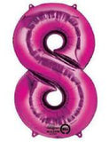Number 8 Pink Foil Balloon-Size- 34″