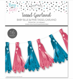 Blue and Pink Foil Tassel Garland